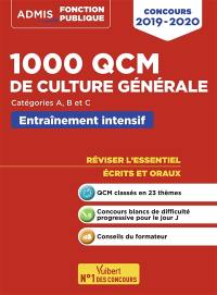 1.000 QCM de culture générale : concours 2019-2020, catégories A, B et C : entraînement intensif, réviser l'essentiel, écrits et oraux