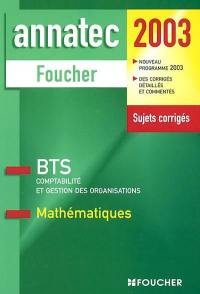 Mathématiques, BTS comptabilité et gestion : BTS tertiaires, 2003