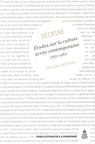 Décrire : études sur la culture écrite contemporaine,1871-1981