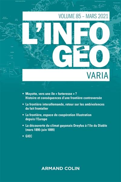 Information géographique (L'), n° 85-1. Varia