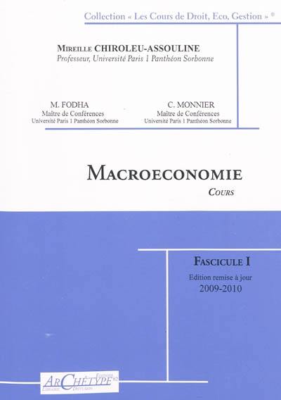 Macroéconomie : cours 2009-2010