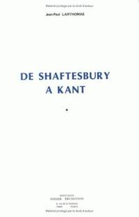 De Shaftesbury à Kant