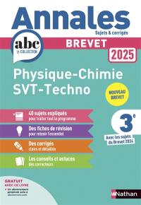 Physique chimie, SVT, techno 3e : brevet 2025
