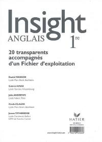 Insight anglais 1re : 20 transparents accompagnés d'un fichier d'exploitation