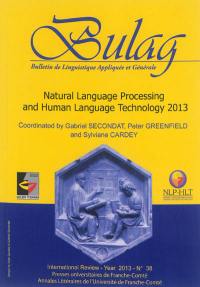 Bulag, n° 38. Natural language processing and human language technology 2013