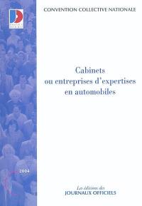 Cabinets ou entreprises d'expertises en automobiles : convention collective nationale du 20 novembre 1996