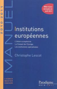 Institutions européennes : 2010-2011