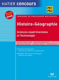 Histoire-géographie, sciences expérimentales et technologie, composante mineure, P1-P2 : épreuve écrite, nouveau concours 2006