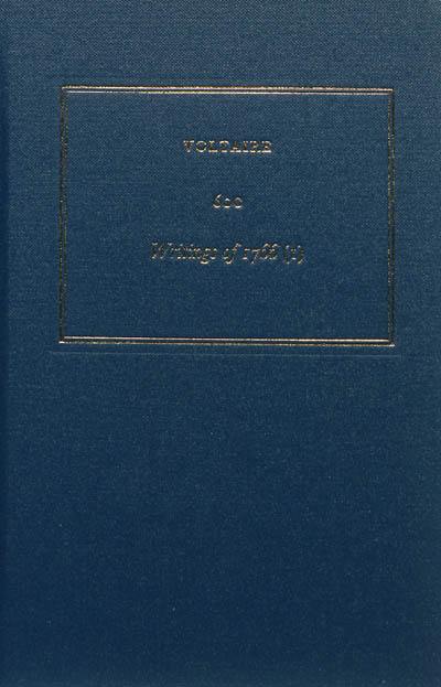 Les oeuvres complètes de Voltaire. Vol. 60C. Writings of 1766