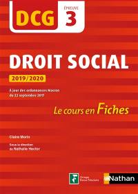 Droit social, DCG, épreuve 3 : le cours en fiches : 2019-2020