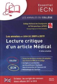 Lecture critique d'un article médical : les annales en QRM de 2009 à 2019