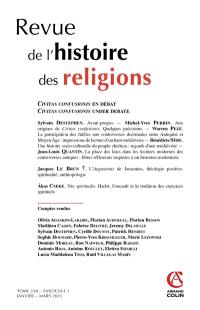 Revue de l'histoire des religions, n° 1 (2021). Civitas confusionis en débat. Civitas confusionis under debate