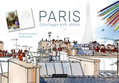Paris : coloriages anti-stress : 36 cartes postales prédécoupées