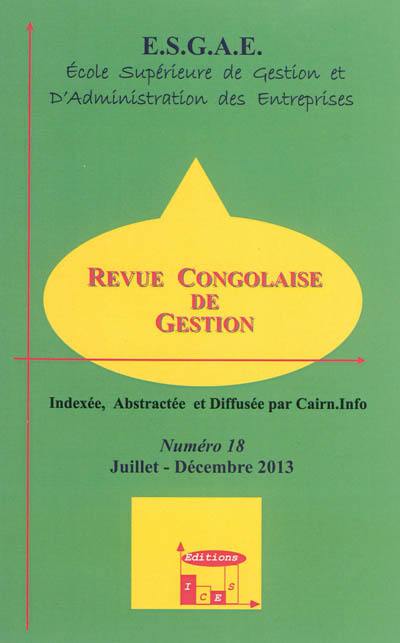 Revue congolaise de gestion, n° 18