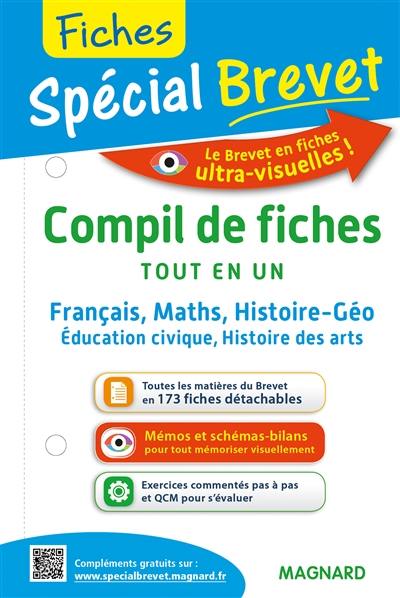 Compil de fiches : tout en un : français, maths, histoire géo, éducation civique, histoire des arts