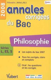 Philosophie, séries L, ES, S : bac 2008