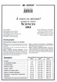 Sciences, CM2 : fichier de l'élève