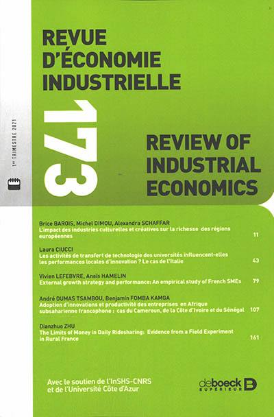 Revue d'économie industrielle, n° 173. Varia