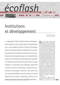Ecoflash, n° 290. Institutions et développement