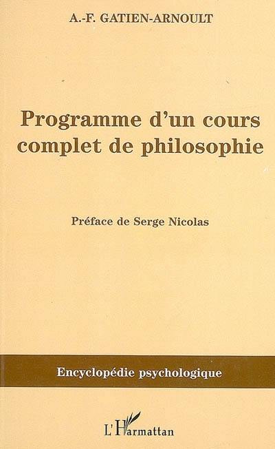 Programme d'un cours complet de philosophie