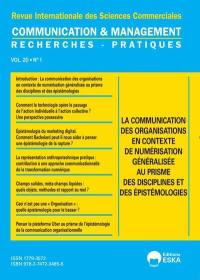 Communication & management, n° 20-1. La communication des organisations en contexte de numérisation généralisée au prisme des disciplines et des épistémologies