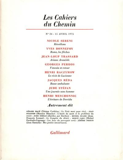 Cahiers du chemin (Les), n° 24