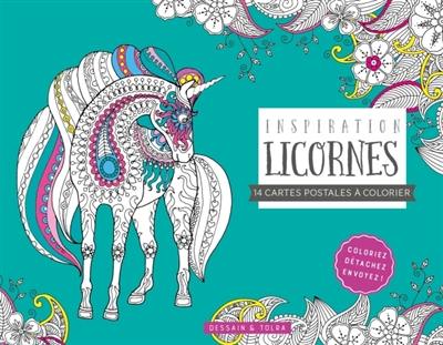 Inspiration licornes : 14 cartes postales à colorier