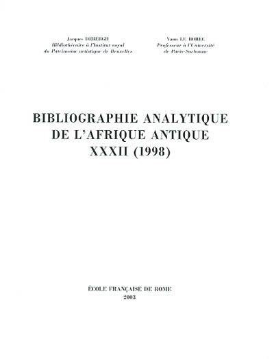 Bibliographie analytique de l'Afrique antique. Vol. 32. 1998
