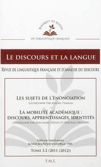 Discours et la langue (Le), n° 3-2 (2012). Les sujets de l'énonciation