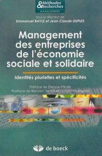 Management des entreprises de l'économie sociale et solidaire : identités plurielles et spécificités