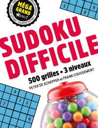 Méga grand - Sudoku difficile : 500 grilles, 3 niveaux