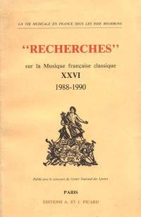 Recherches sur la musique française classique, n° 26