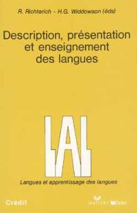 Description, présentation et enseignement des langues