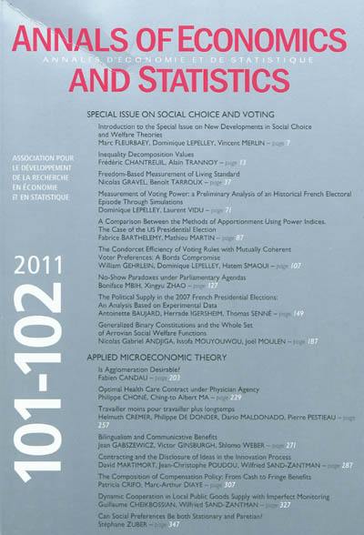 Annals of economics and statistics, n° 101-102