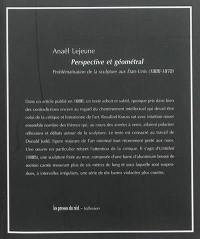 Perspective et géométral : problématisation de la sculpture aux Etats-Unis, 1966-1973