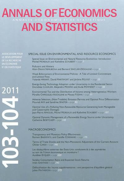 Annals of economics and statistics, n° 103-104