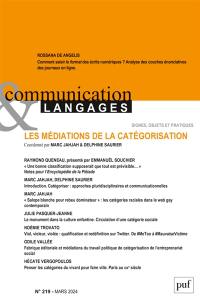 Communication & langages, n° 219. Les médiations de la catégorisation