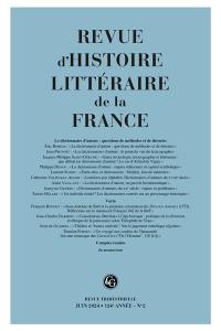 Revue d'histoire littéraire de la France, n° 1 (2024). Le dictionnaire d'auteur : questions de méthodes et de théories