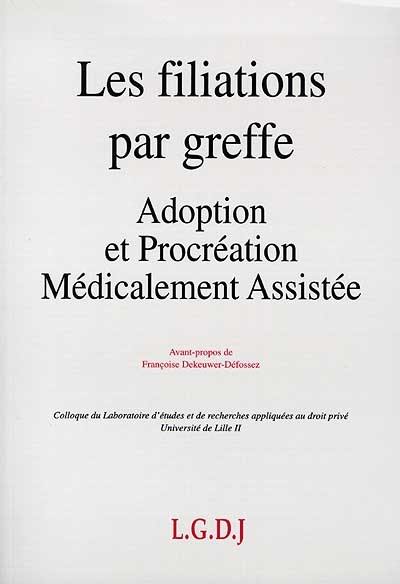 Les filiations par greffe : adoption et procréation médicale assistée : actes des journées d'études des 5 et 6 décembre 1996