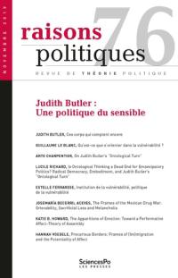 Raisons politiques, n° 76. Judith Butler et les politiques du sujet sensible