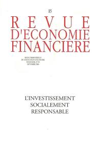 Revue d'économie financière, n° 85. L'investissement socialement responsable