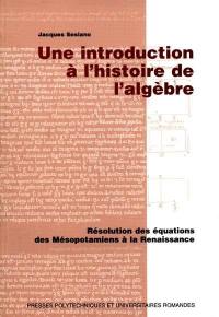 Une introduction à l'histoire de l'algèbre : résolution des équations des Mésopotamiens à la Renaissance