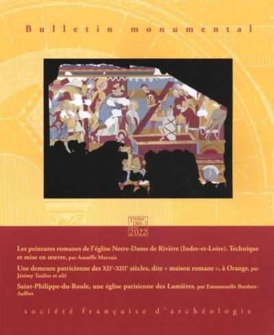 Bulletin monumental, n° 180-1. Les peintures romanes de l'église Notre-Dame de Rivière (Indre-et-Loire) : technique et mise en oeuvre