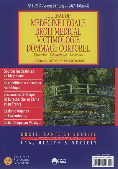 Journal de médecine légale, droit médical, victimologie, dommage corporel, n° 60-1