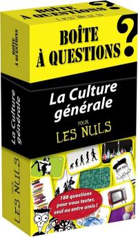La culture générale pour les nuls : boîte à questions : 188 questions pour vous tester, seul ou entre amis !