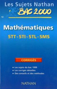 Mathématiques STT, STI, STL, SMS : bac 2000