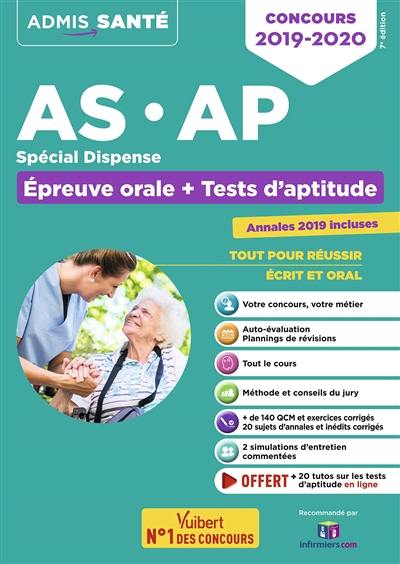 AS, AP, spécial dispense : épreuve orale + tests d'aptitude : concours 2019-2020