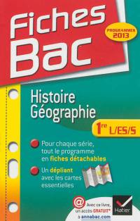 Histoire géographie 1re L, ES, S : programmes 2013