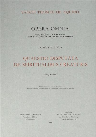 Quaestio disputata de spiritualibus creaturis. Vol. 2