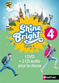 Shine bright, anglais 4e, cycle 4 A2-B1 : 1 DVD + 2 CD audio pour la classe